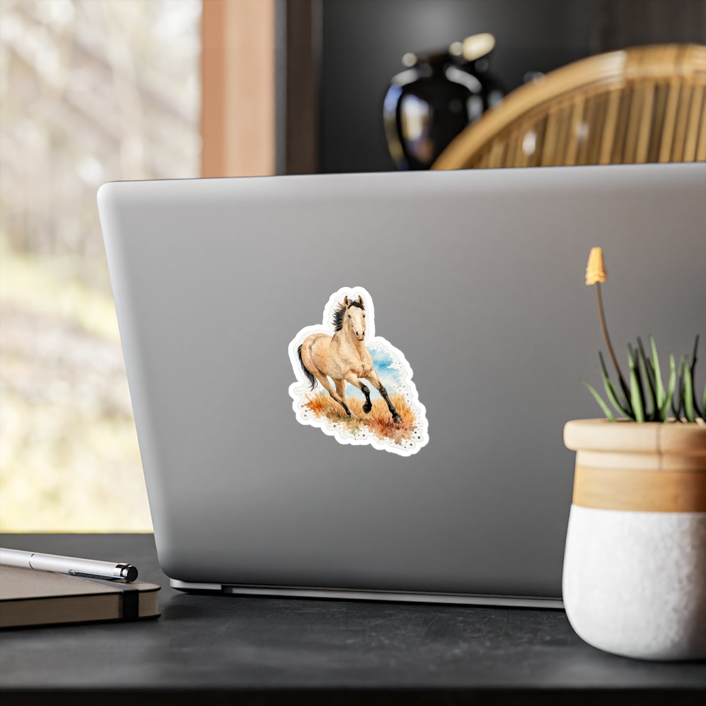 "Taz" Buckskin Appaloosa Horse Kiss-Cut Vinyl Sticker — Watercolor Equestrian Decal