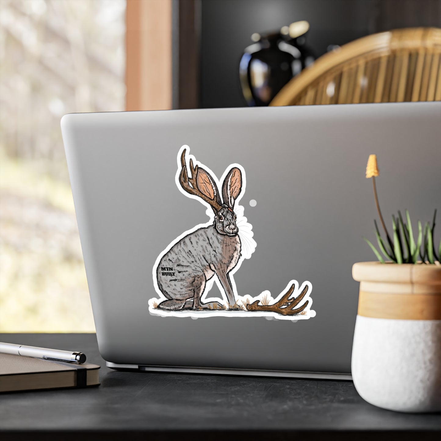 Jackalope Shed Buck Kiss-Cut Vinyl Decal | Mythical Rabbit Sticker