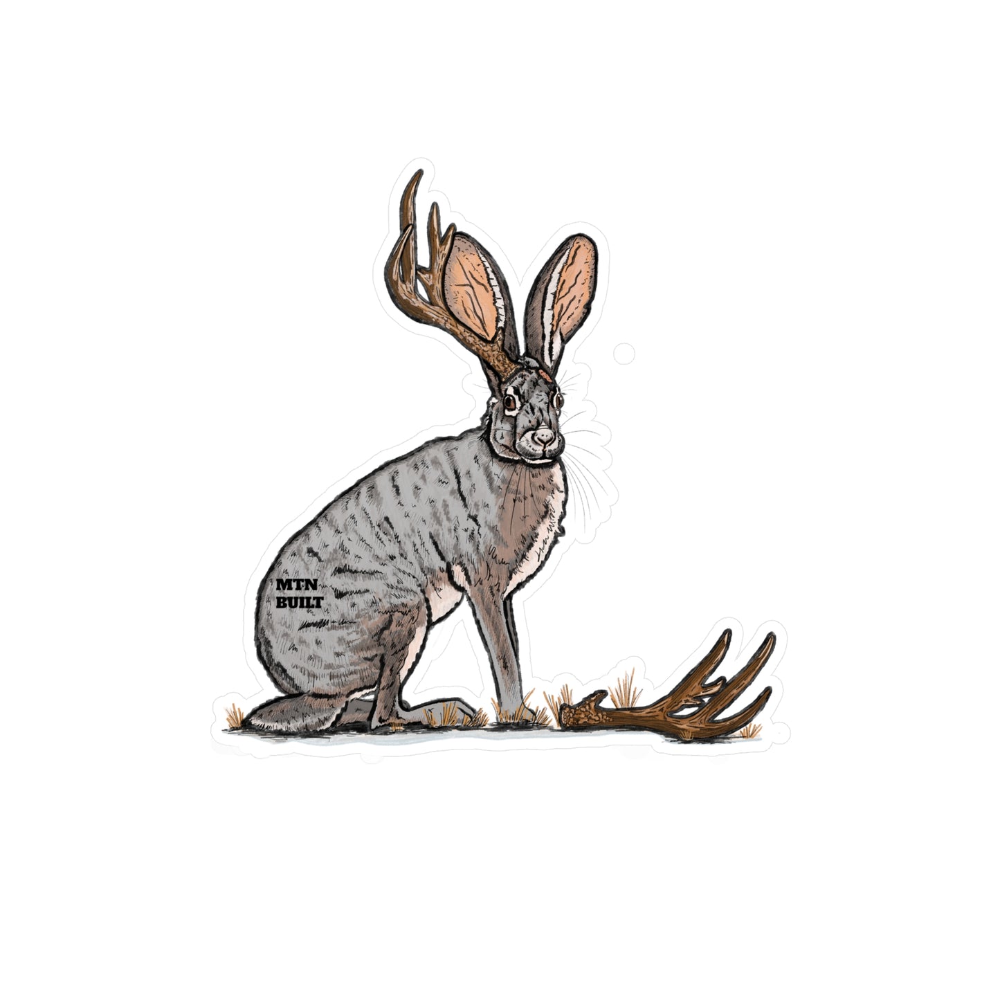 Jackalope Shed Buck Kiss-Cut Vinyl Decal | Mythical Rabbit Sticker