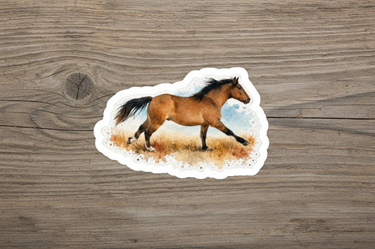 "Rooster" Running Mustang Horse Kiss-Cut Vinyl Sticker — Watercolor Mustang Decal for Laptops, Water Bottles & Cars
