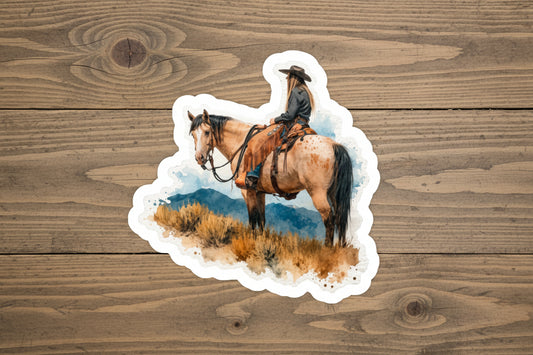 "Taz" Appaloosa Cowgirl Kiss-Cut Vinyl Sticker — Western Ranch Decal