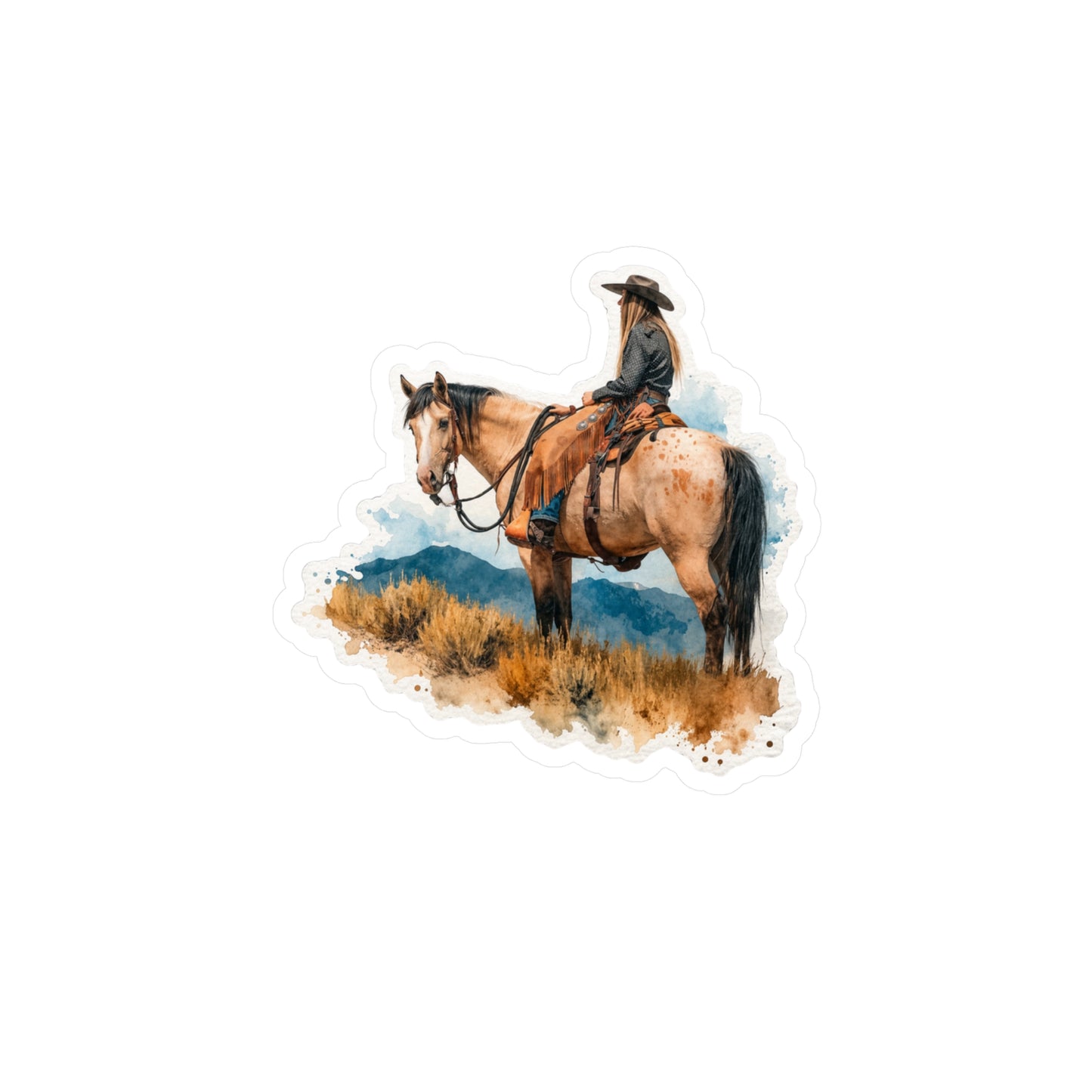 "Taz" Appaloosa Cowgirl Kiss-Cut Vinyl Sticker — Western Ranch Decal