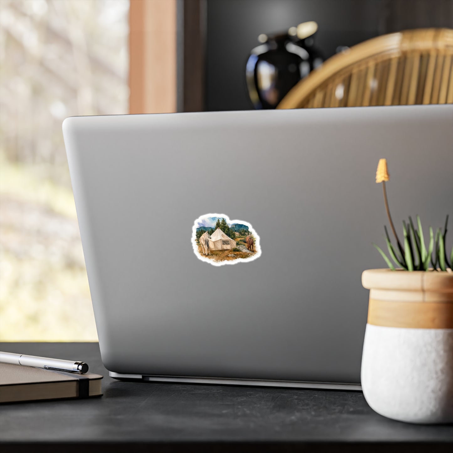 Mule Camp Vinyl Sticker — Watercolor Outdoors Kiss-Cut Decal