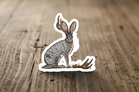Jackalope Shed Buck Kiss-Cut Vinyl Decal | Mythical Rabbit Sticker