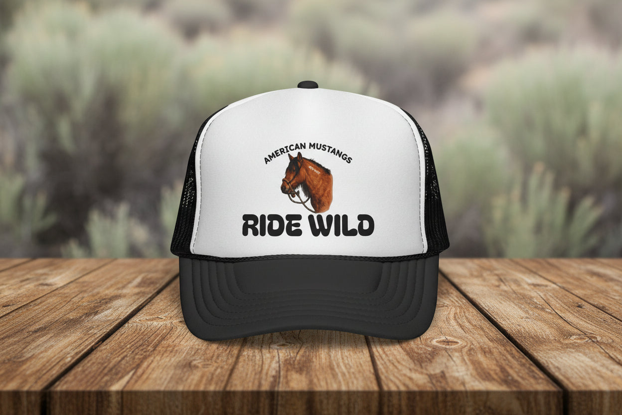 "Ride Wild" Trucker Cap — American Mustang Horse Hat
