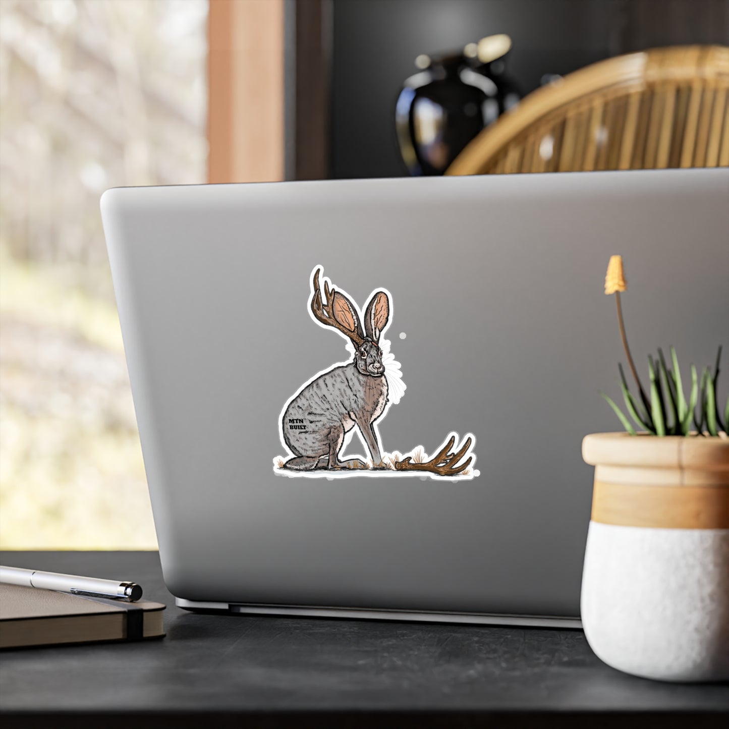 Jackalope Shed Buck Kiss-Cut Vinyl Decal | Mythical Rabbit Sticker