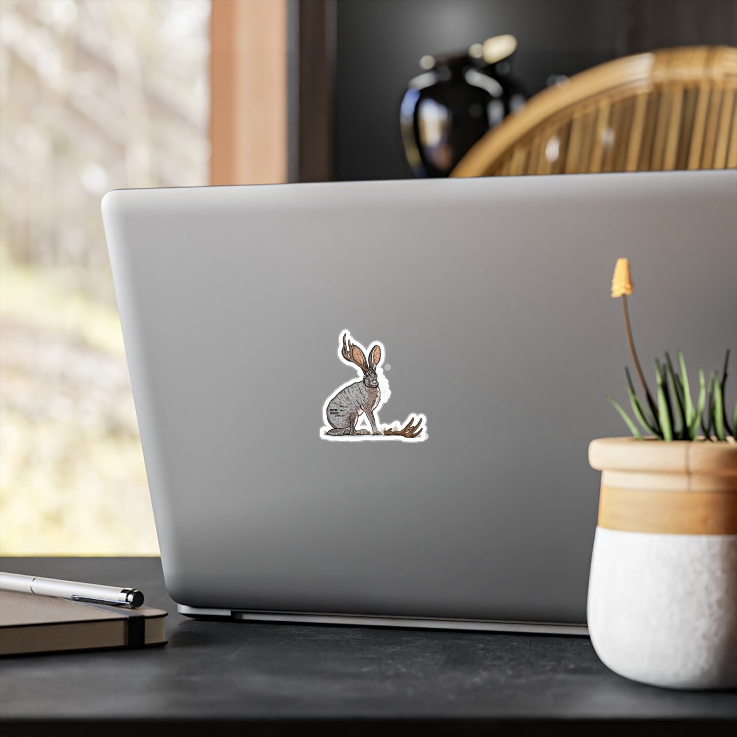 Jackalope Shed Buck Kiss-Cut Vinyl Decal | Mythical Rabbit Sticker